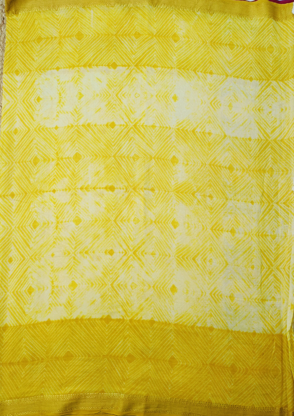 Shibori Maheshwari Saree S6- Yellow /Pink - Wefta