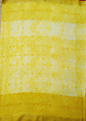 Shibori Maheshwari Saree S6- Yellow /Pink - Wefta