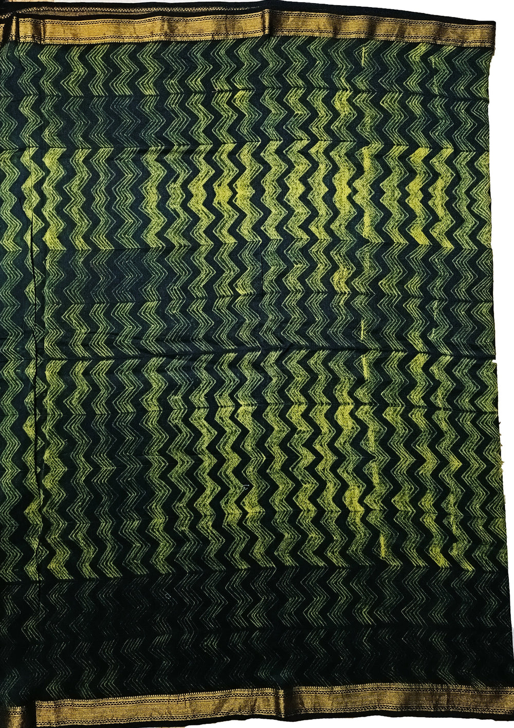 Shibori Maheshwari Saree S7- Green - Wefta