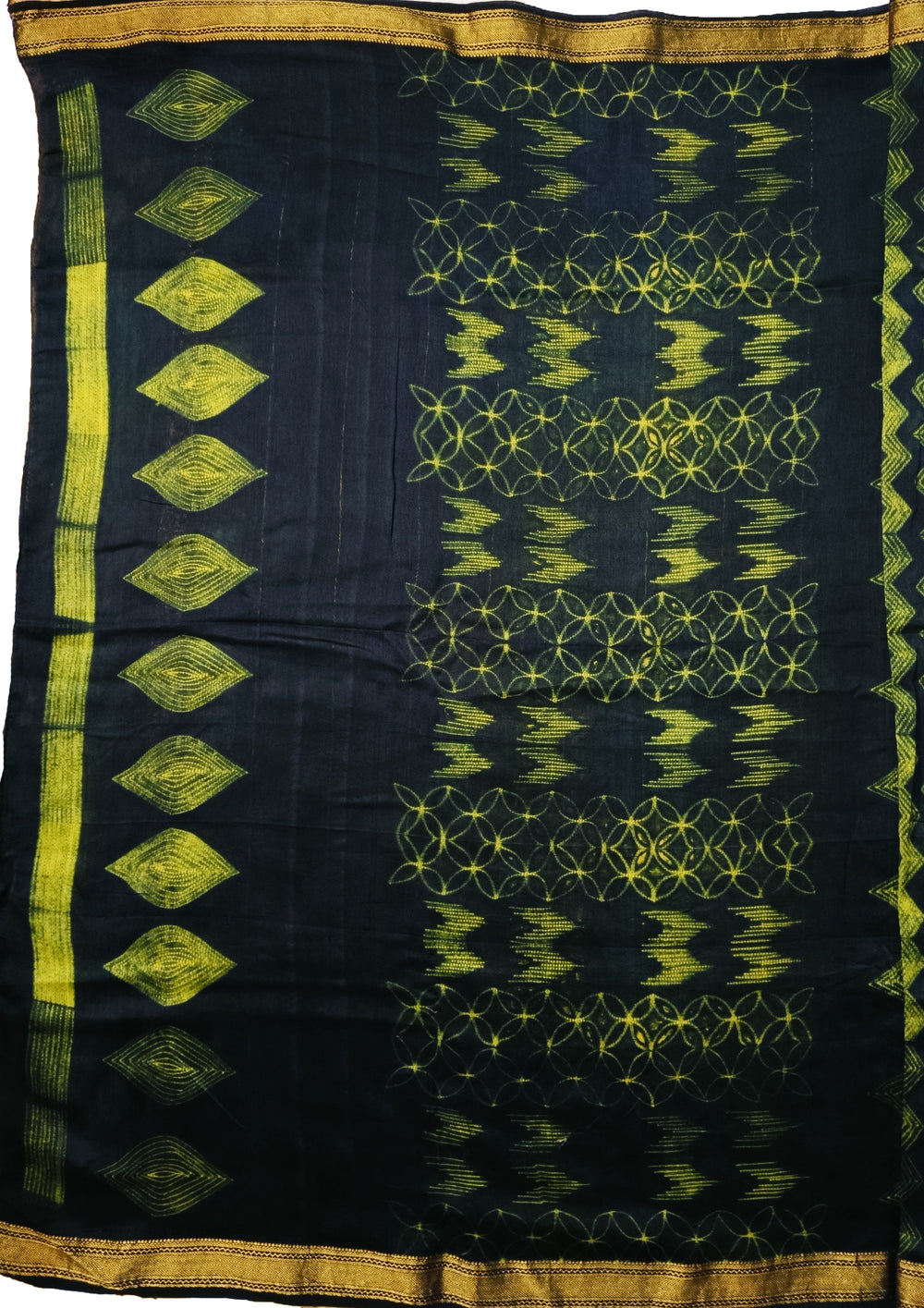 Shibori Maheshwari Saree S7- Green - Wefta