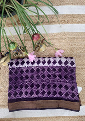 Shibori Maheshwari Saree S8 - Purple - Wefta