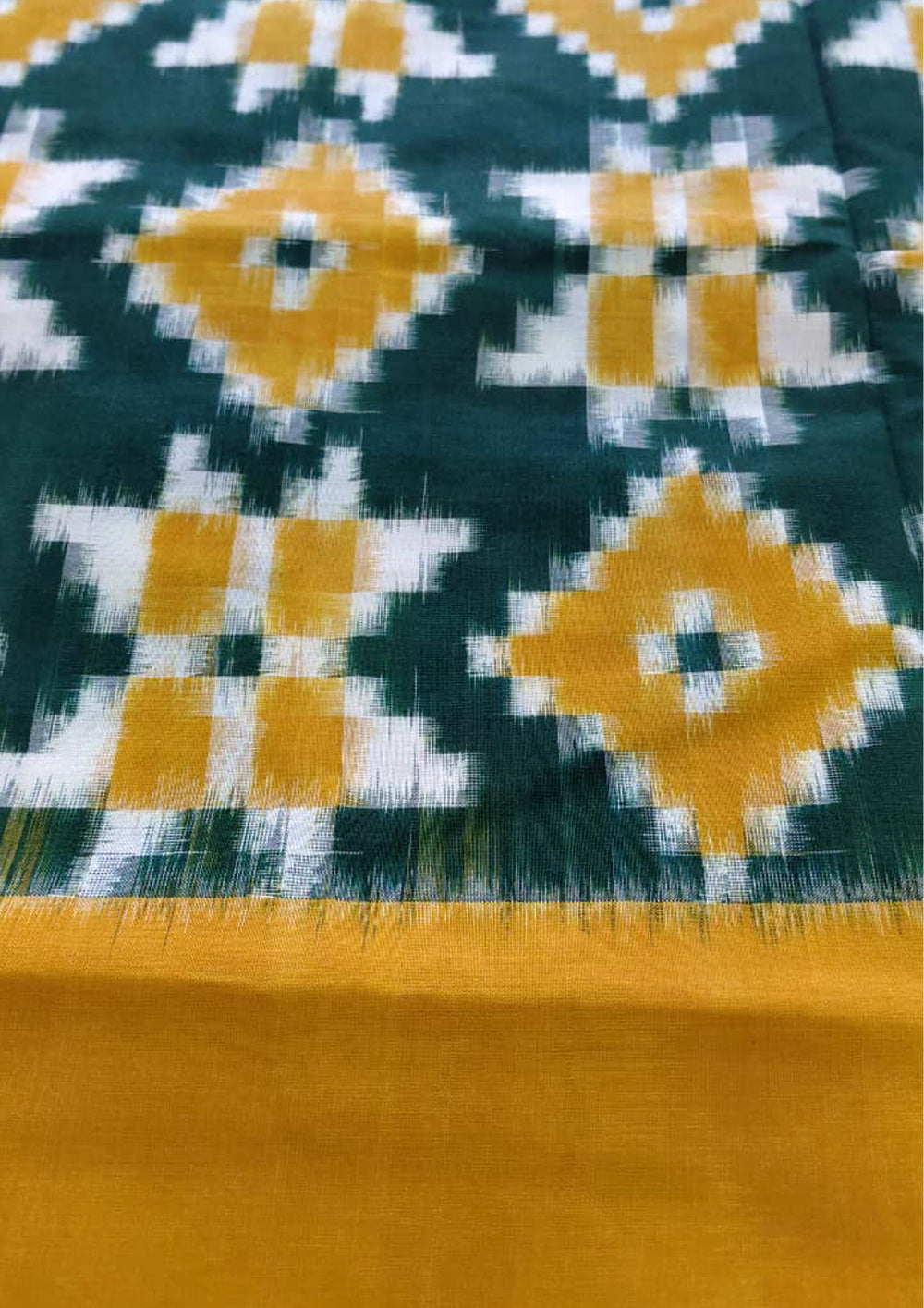 Telia Rumal Saree- Mustard & Green TR01 - Wefta
