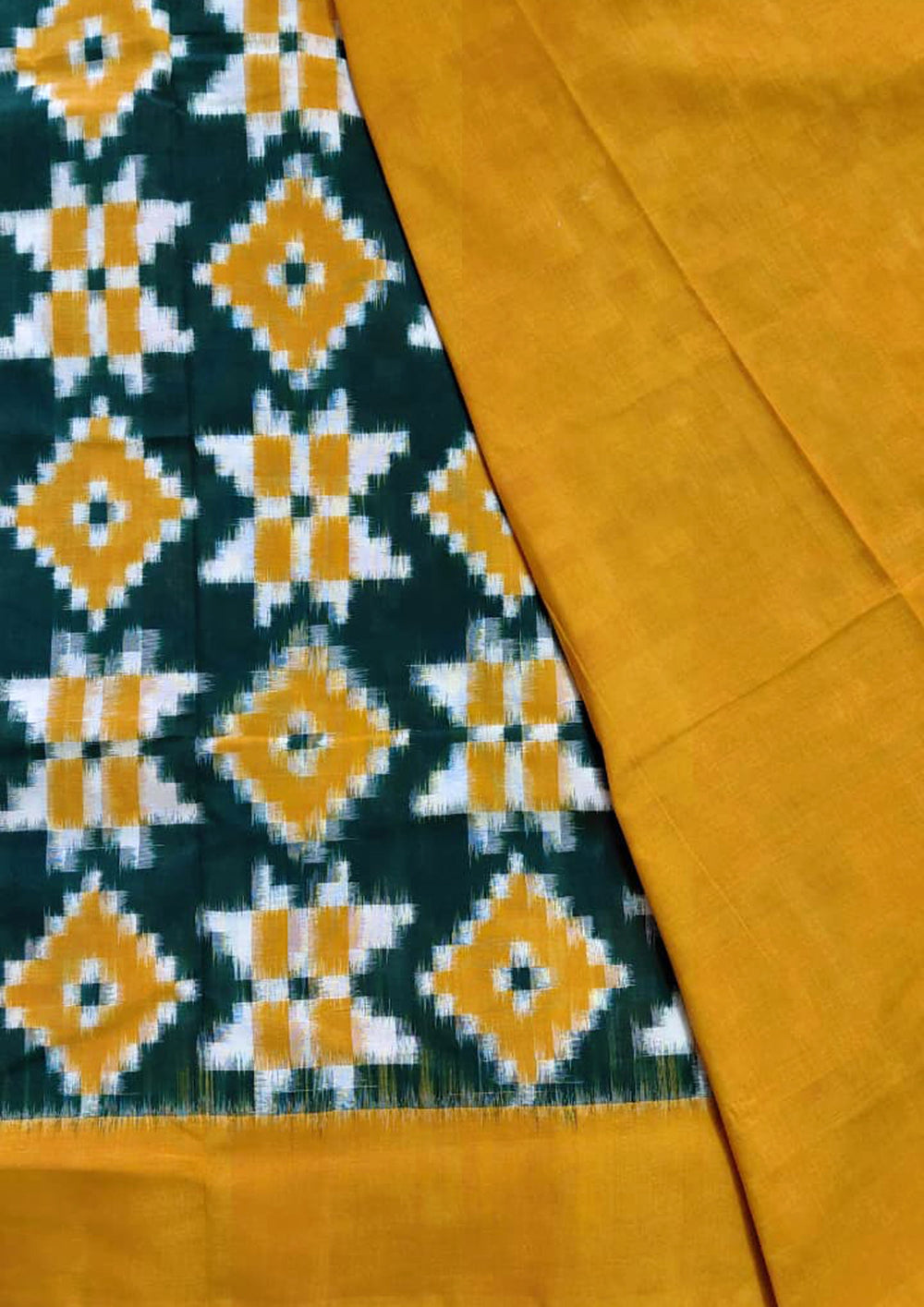 Telia Rumal Saree- Mustard & Green TR01 - Wefta