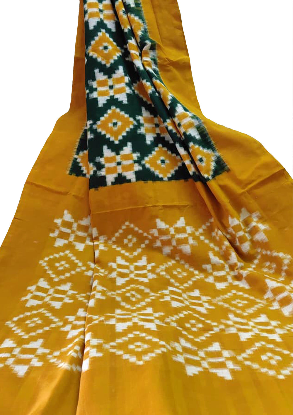 Telia Rumal Saree- Mustard & Green TR02 - Wefta
