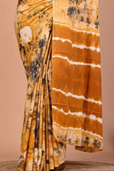 Tie - Dye Printed Saree - Mustard Yellow DP8 - Wefta