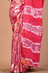 Tie - Dye Printed Saree - Pink DP5 - Wefta